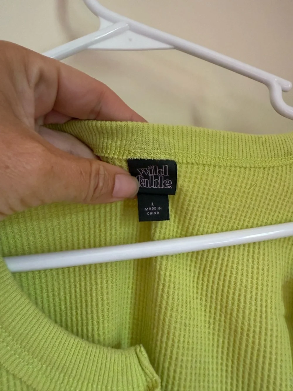 wild fable Lime Green Waffle-Knit V-Notch Long Sleeve Top - Picture 2 of 8